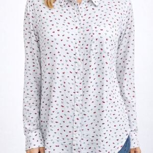 BeachLunchLounge Heart & Lips Print Button Down Shirt | Size L